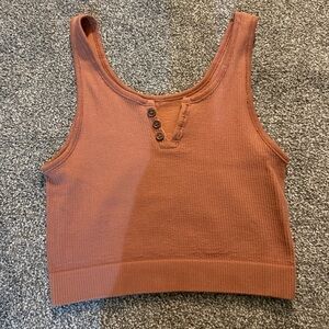 Women's Sleeveless Henley Top - Rust